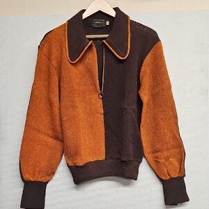 VINTAGE ALPACA STITCHED MOHAIR  1/2 ZIP SWEATER BFPM-01-002